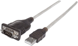 Manhattan USB-naar-serieel converter - 1.8m - RS232 aansluiting - Zilver Zwart