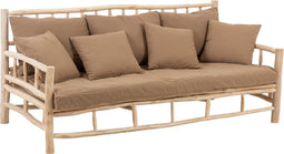 J-Line Sofa 3P Teak+Textiel Naturel/Bruin