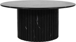 PTMD Neelim Black Marble Coffee Table Ribbed Base Round