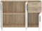 IKOLI opbergmeubel - 3 deuren, 2 laden - Sonoma eiken en wit decor - L119,6 x D31,4 x H81,7 cm - Kunststof handgrepen