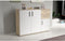 IKOLI opbergmeubel - 3 deuren, 2 laden - Sonoma eiken en wit decor - L119,6 x D31,4 x H81,7 cm - Kunststof handgrepen