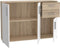 IKOLI opbergmeubel - 3 deuren, 2 laden - Sonoma eiken en wit decor - L119,6 x D31,4 x H81,7 cm - Kunststof handgrepen