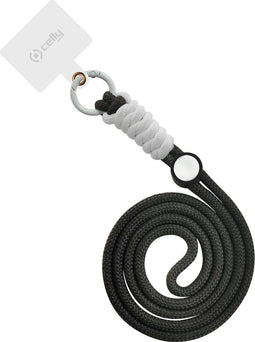 Celly Lacet - Universele telefoonkoord - Verstelbaar - Telefoonnketting geschikt voor om de nek en pols - Zwart