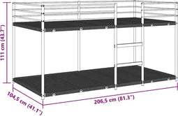 vidaXL - Stapelbed - zonder - matras - 100x200 - cm - staal - zwart