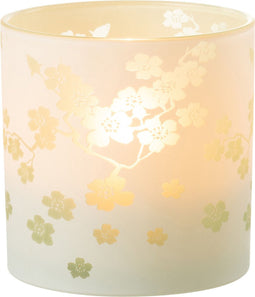 J-Line windlicht Bloemen - glas - groen - large