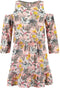Garcia Meisjes Jurk - Lange mouwen - Tropische print - Neon orange