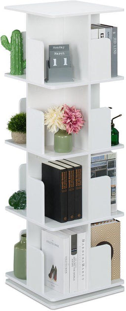 Draaibare boekenkast - 4 etages - 125,5 x 39 x 39 cm - wit