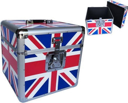 Union Flag LP Koffer - Aluminium DJ Case voor 70-100 Platen - Afsluitbaar - Blauw Rood
