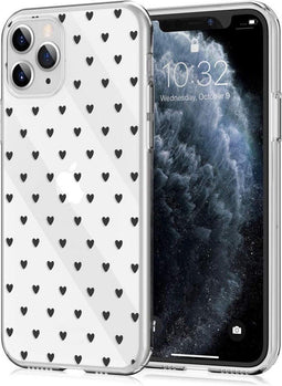 iMoshion Hoesje Geschikt voor iPhone 11 Pro Hoesje Siliconen - iMoshion Design hoesje - Transparant / Zwart / Hearts All Over Black