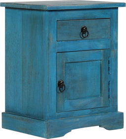 vidaXL - Nachtkastje - 40x30x50 - cm - massief - mangohout - blauw