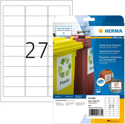 Herma 4864 - Zelfklevende etiketten A4 - Watervast en vuilafstotend - 63,5x29,6mm