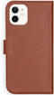 Selencia Hoesje Geschikt voor iPhone 12 Mini Hoesje Met Pasjeshouder - Selencia Echt Lederen Bookcase - Lichtbruin
