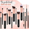 VAIVE Make Up Kwasten Set - 15-delige set - Vegan - Synthetisch haar - Zwart Rosé goud