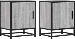 vidaXL - Nachtkastjes - 2 - st - 40x31x50 - cm - bewerkt - hout&metaal - grijs - sonoma