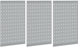 vidaXL - Pegboards - - - 3 - Pack - met - 15 - Accessoires, - Grijs, - 50 - x - 60 - cm, - Staal