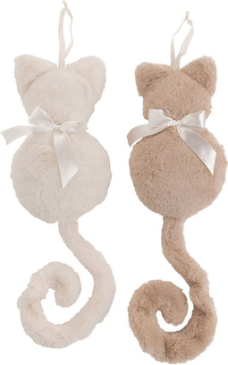 J-Line hanger Kat - pluche - ecru/beige - 2 stuks