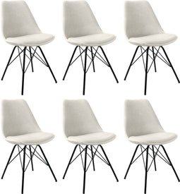 Kick kuipstoel Velvet ivoor - zwart frame - set van 6