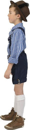 Tiroler lederhose - Kostuum kind - Shirt en broek met bretels - Blauw
