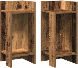 vidaXL - Bijzettafels - 2 - st - met - plank - 25,5x27x60 - cm - oud - houtkleurig