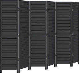 vidaXL - Kamerscherm - met - 6 - panelen - massief - paulowniahout - zwart