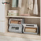 Woltu Stapelbare Opbergdozen met Deksel Grijs en Beige 50x25x35 cm Set van 3