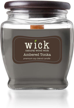 Colonial Candle – Wick Ambered Tonka - 425 gram | geurkaars sojablend | 60 tot 90 branduren | houten knisperlont | warm, fruitig en bloemig | peer, mandarijn, bergamot, fresia en iris, amber en tonkaboon|