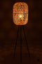 J-Line vloerlamp Tripod Rond - bamboe/metaal - naturel/zwart
