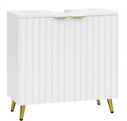 eSituro SBP0095 Wastafel onderkast - badkamermeubel - wit met goudkleurige metalen poten - 60 x 62 x