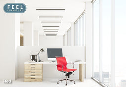 Feel Furniture - Luxe design bureaustoel van 100% rundleer - Lage rugleuning - Rood