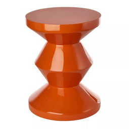 POLSPOTTEN Zig Zag - Bijzettafel - Gelakt oranje - Rond 35,5 cm