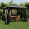 vidaXL - Prieel - met - gaaswanden - en - dubbel - dak - 2,93x2,93 - m - staal - antraciet