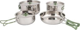 Bo-Camp - Pannenset - 4-Delig RVS met hittebestendige grepen - Zilver