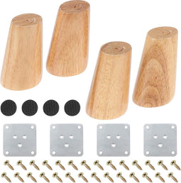 Set van 4 - 8 cm massief houten meubelpoten - voor stoelen, kast, slaapbank, bank - inclusief montageplaten, schroeven en viltglijders
