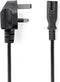 Nedis UK-Voedingskabel - UK Male - IEC-320-C7 - 2.00 m - Ja - 2x 0.75 mm² - Koper - Rond - Vernikkeld - UK - PVC - Stekkertype: UK / Type-G - 250 V AC - 3 A - Zwart