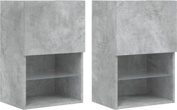 vidaXL - Tv-meubels - met - LED-verlichting - 2 - st - 40,5x30x60 - cm - betongrijs