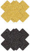 NS Novelties - Pretty Pasties - Glitter Cross - Black/Gold - 2 Pair