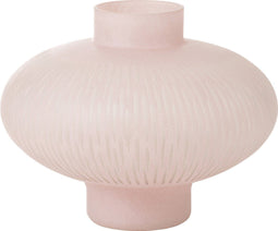 J-Line Vaas Streep Bal Laag Glas Lichtroze - Bloemenvaas 25.00 cm hoog