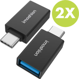 imoshion Adapter - 2-pack USB C (Male) naar USB A (Female) Adapter / Converter - USB 3.1 - 5 GBps - USB C naar USB A Hub