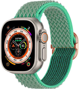 imoshion Bandje Geschikt voor Apple Watch Bandje Series 1-10 / SE / Ultra (2) - 42/44/45/46/49 mm - imoshion Elastisch nylon band - Turquoise