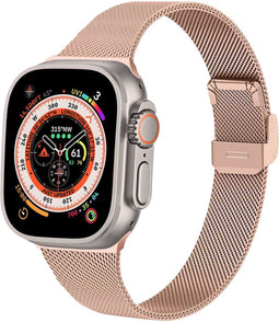 imoshion Bandje Geschikt voor Apple Watch Bandje Series 1-10 / SE / Ultra (2) - 42/44/45/46/49 mm - imoshion Milanees vouwband - Rosé Goud