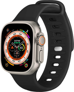iMoshion Bandje Geschikt voor Apple Watch Bandje Series 1 / 2 / 3 / 4 / 5 / 6 / 7 / 8 / 9 / SE / Ultra (2) - 42 / 44 / 45 / 49 mm - iMoshion Siliconen band - Zwart