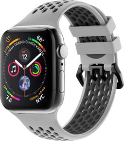 iMoshion Bandje Geschikt voor Apple Watch Bandje Series 1 / 2 / 3 / 4 / 5 / 6 / 7 / 8 / 9 / SE - 38 / 40 / 41 mm - iMoshion Sport band buckle - Grijs