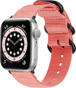 imoshion Bandje Geschikt voor Apple Watch Bandje Series 1 / 2 / 3 / 4 / 5 / 6 / 7 / 8 / 9 / SE - 38 / 40 / 41 mm / Series 10 - 42 mm - imoshion Nylon band - Roze