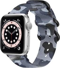imoshion Bandje Geschikt voor Apple Watch Bandje Series 1 / 2 / 3 / 4 / 5 / 6 / 7 / 8 / 9 / SE - 38 / 40 / 41 mm / Series 10 - 42 mm - imoshion Nylon band - Donkergrijs