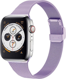 imoshion Bandje Geschikt voor Apple Watch Bandje Series 1 / 2 / 3 / 4 / 5 / 6 / 7 / 8 / 9 / SE - 38 / 40 / 41 mm / Series 10 - 42 mm - imoshion Milanees vouwband - Paars