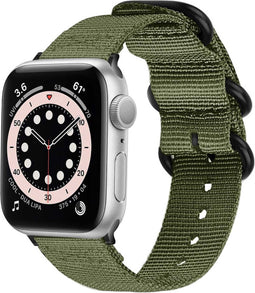 iMoshion Bandje Geschikt voor Apple Watch Bandje Series 1 / 2 / 3 / 4 / 5 / 6 / 7 / 8 / 9 / SE - 38 / 40 / 41 mm - iMoshion Nylon band - Groen