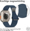 iMoshion Bandje Geschikt voor Apple Watch Bandje Series 1 / 2 / 3 / 4 / 5 / 6 / 7 / 8 / 9 / SE / Ultra (2) - 42 / 44 / 45 / 49 mm - iMoshion Magnetisch lederen band - Blauw