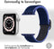 imoshion Bandje Geschikt voor Apple Watch Bandje Series 1 / 2 / 3 / 4 / 5 / 6 / 7 / 8 / 9 / SE - 38 / 40 / 41 mm / Series 10 - 42 mm - imoshion Elastisch nylon band - Donkerblauw