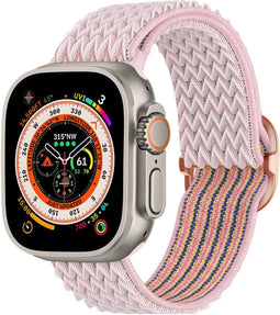 imoshion Bandje Geschikt voor Apple Watch Bandje Series 1 t/m 10 / SE / Ultra (2) (44/45/46/49 mm) - imoshion Elastisch nylon band - Roze