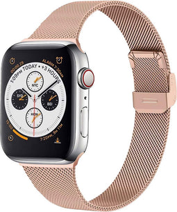 imoshion Bandje Geschikt voor Apple Watch Bandje Series 1 t/m 9 / SE (38 / 40 / 41 mm) | Series 10 (42 mm) - imoshion Milanees vouwband - Rosé Goud